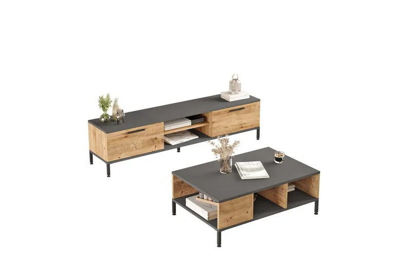 Stuemøbelsett Galloway Atlantisk Furu / Antrasitt, Grå