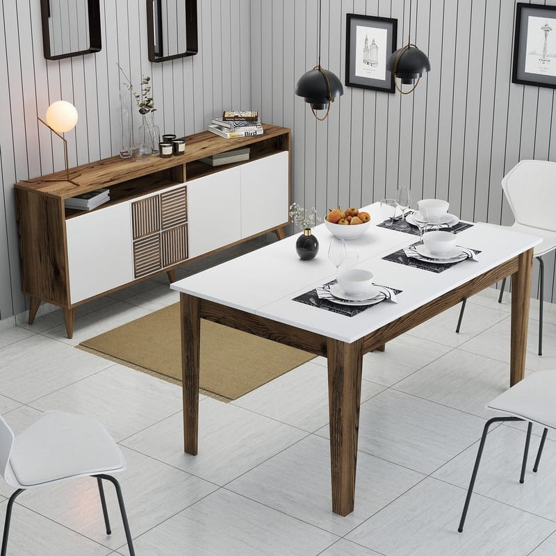 Stuemøbelsett Hanah Home Milan500 (180 x 78,6 x 35 cm) Valnøtt / hvit - Møbler - Møbelsett - Møbelsett til stue