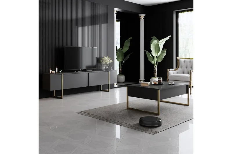 Stuemøbelsett Masafumie Sett Antrasitt / Gull - Antrasitt / Gull - Møbler - Møbelsett - Møbelsett til stue