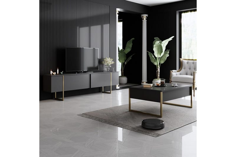 Stuemøbelsett Masafumie Sett Antrasitt / Gull - Antrasitt / Gull - Møbler - Møbelsett - Møbelsett til stue