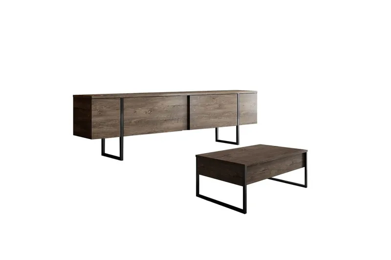 Stuemøbelsett Masafumie Sett Valnøtt / Svart - Valnøtt / Svart - Møbler - Møbelsett - Møbelsett til stue