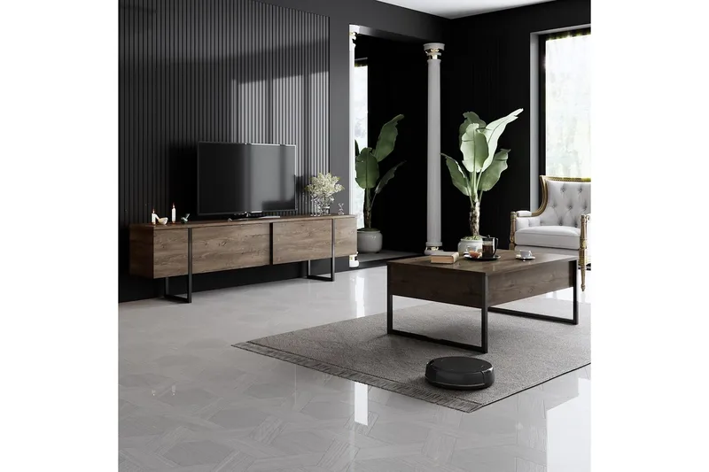 Stuemøbelsett Masafumie Sett Valnøtt / Svart - Valnøtt / Svart - Møbler - Møbelsett - Møbelsett til stue