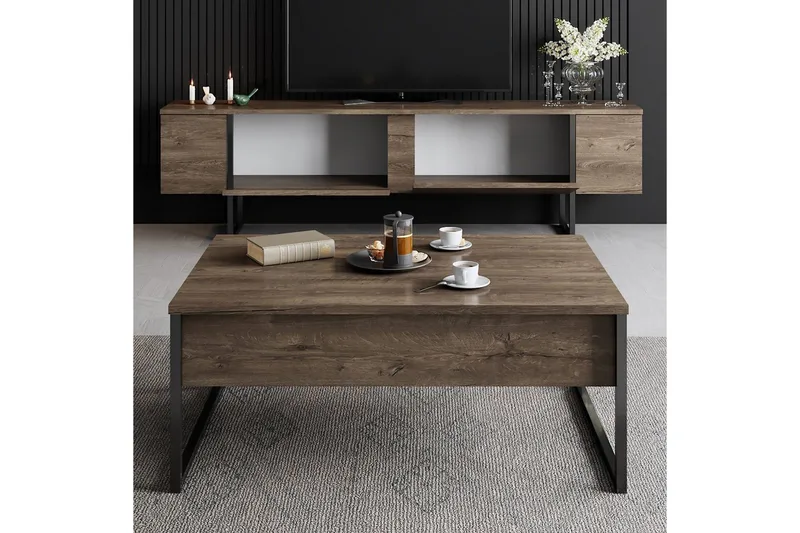 Stuemøbelsett Masafumie Sett Valnøtt / Svart - Valnøtt / Svart - Møbler - Møbelsett - Møbelsett til stue