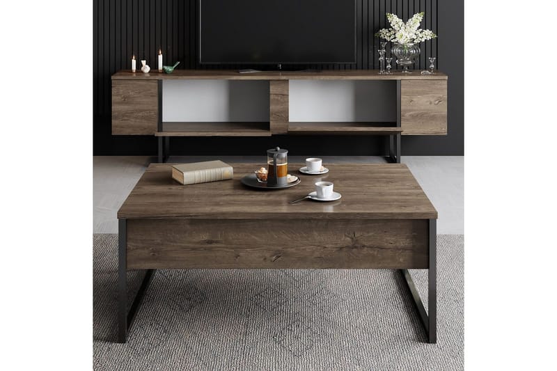 Stuemøbelsett Masafumie Sett Valnøtt / Svart - Valnøtt / Svart - Møbler - Møbelsett - Møbelsett til stue