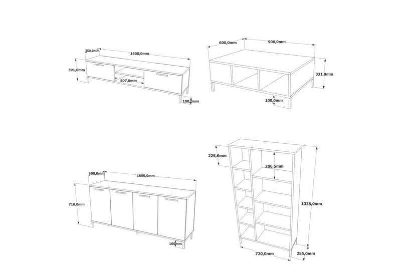 Stuemøbelsett Zephral Atlantic Pine / Antrasitt - Natur/Antrasitt - Møbler - Møbelsett - Møbelsett til stue