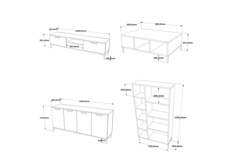Stuemøbelsett Zephral Atlantic Pine / Antrasitt - Natur/Antrasitt - Møbler - Møbelsett - Møbelsett til stue
