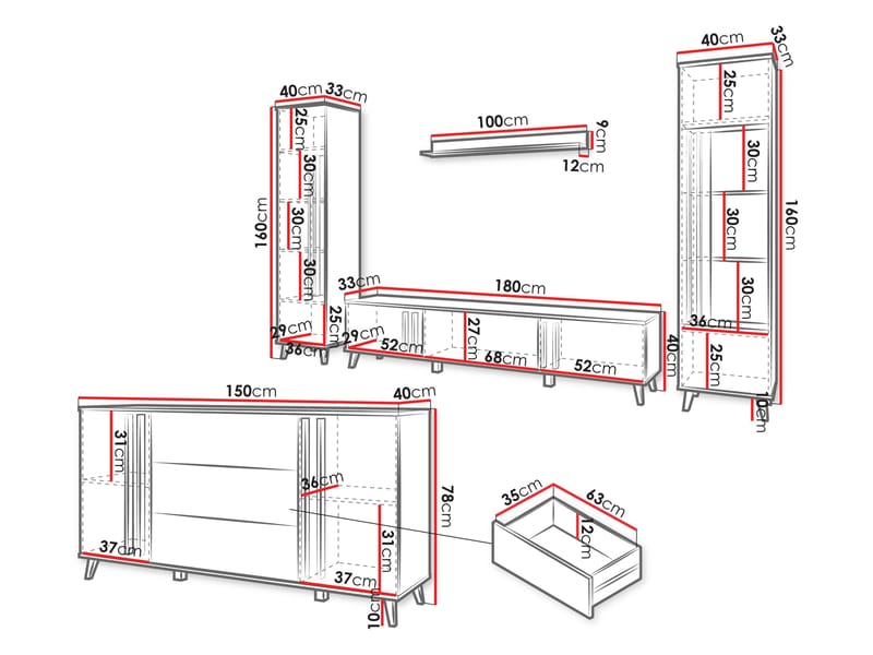 Torvos Møbelsett for stue - Brun/Svart - Møbler - Møbelsett - Møbelsett til stue