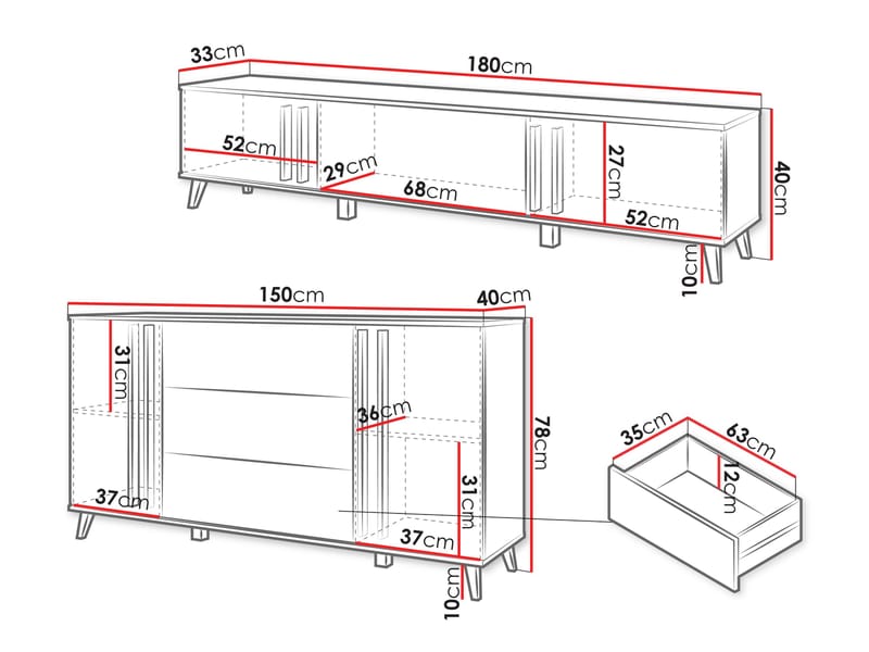 Torvos Møbelsett for stue - Svart - Møbler - Møbelsett - Møbelsett til stue