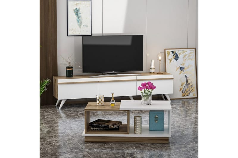 Valentina Møbelsett for Stue - Hvit/Blå - Møbler - Møbelsett - Møbelsett til stue