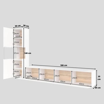Veggenhet Ava 2 deler (05+40) - Hvit - Møbler - Møbelsett - Møbelsett til stue