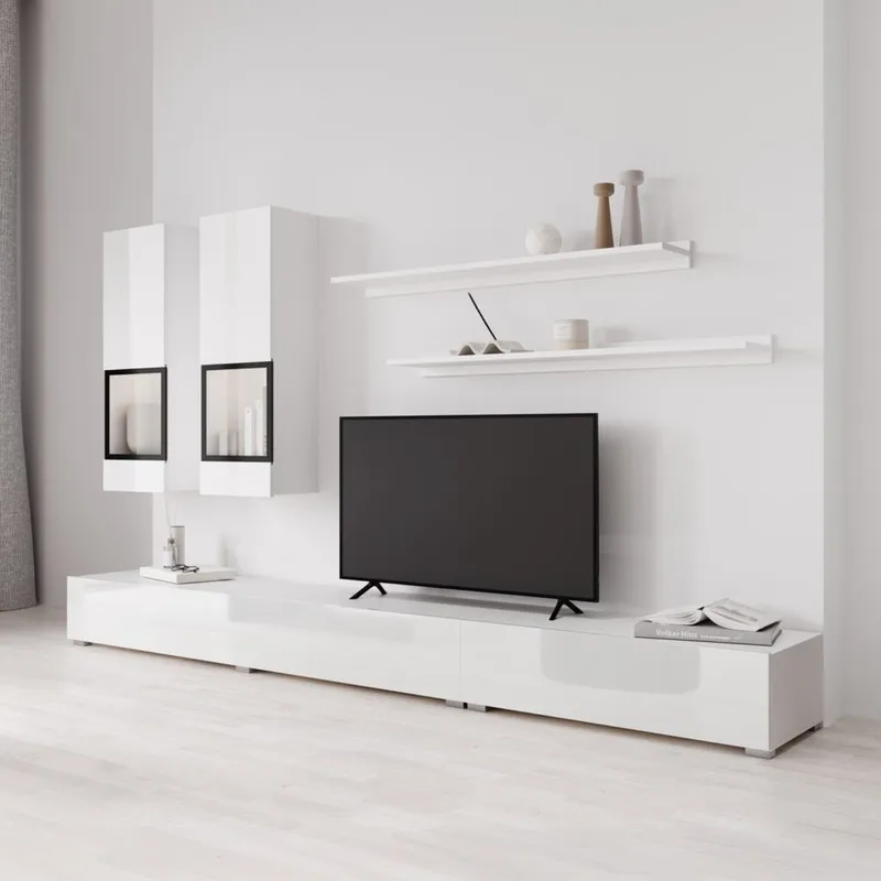 Veggenhet Baros - Hvit Laminat - Møbler - Møbelsett - Møbelsett til stue