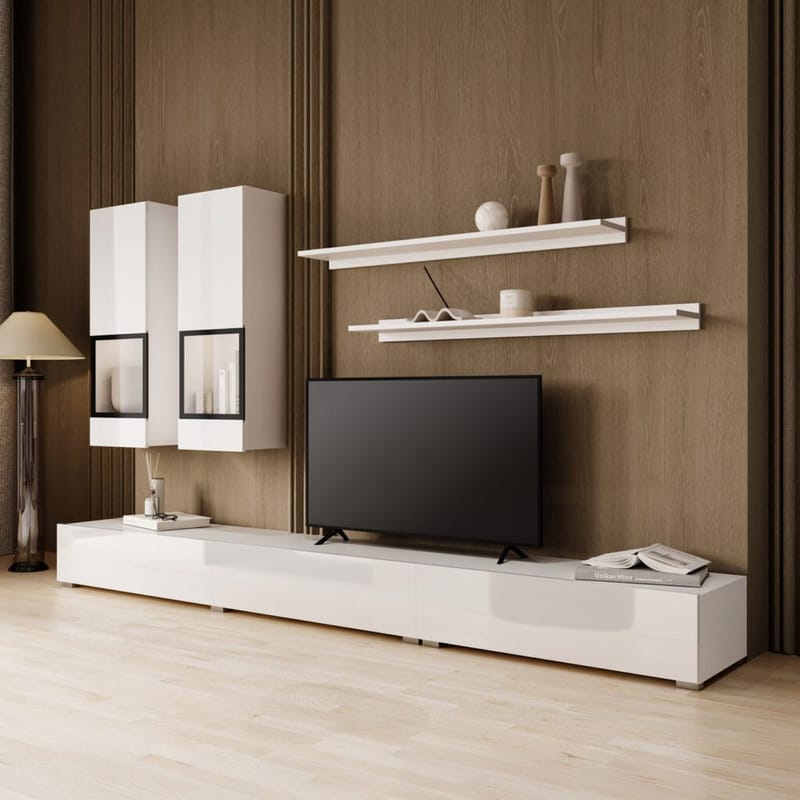 Veggenhet Baros - Hvit Laminat - Møbler - Møbelsett - Møbelsett til stue