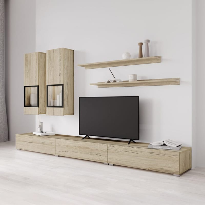 Veggenhet Baros - San Remo Eik Lys Laminat - Møbler - Møbelsett - Møbelsett til stue