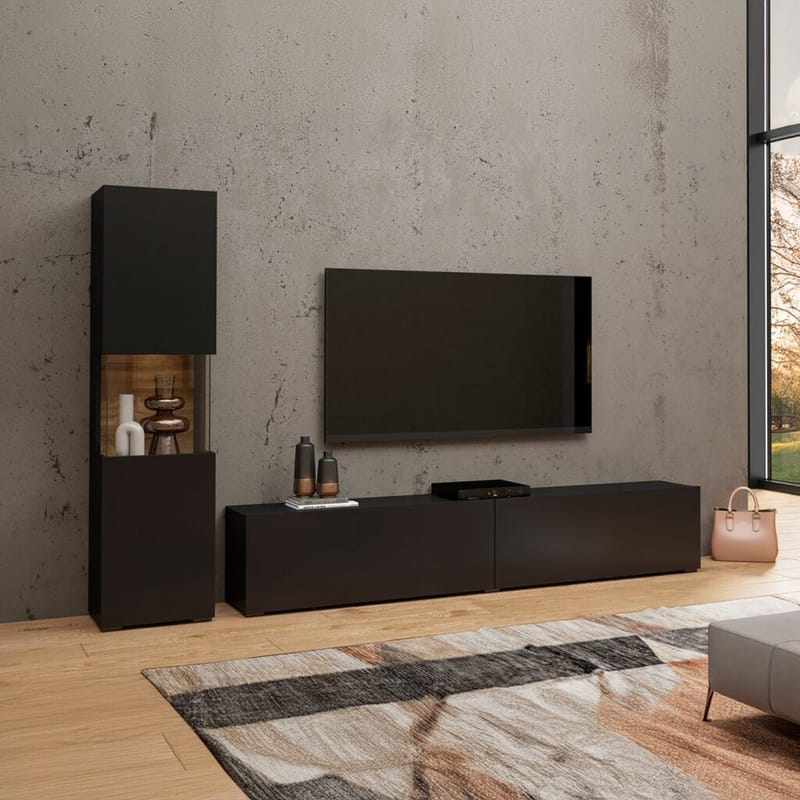 Veggseksjon Ava 2 stykker (05+40) - Black Onyx - Møbler - Møbelsett - Møbelsett til stue