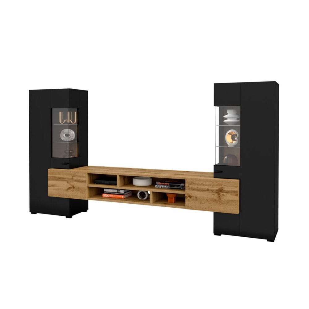 Veggseksjon Coby - Black Onyx - Wotan Eik