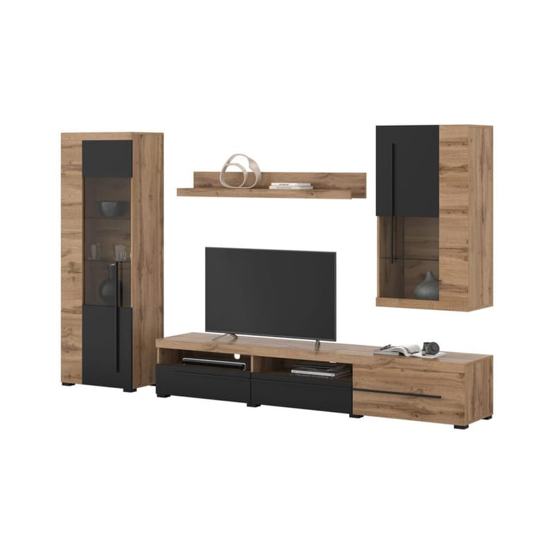 Veggseksjon Roger 4 deler - Wotan eik - Møbler - Møbelsett - Møbelsett til stue