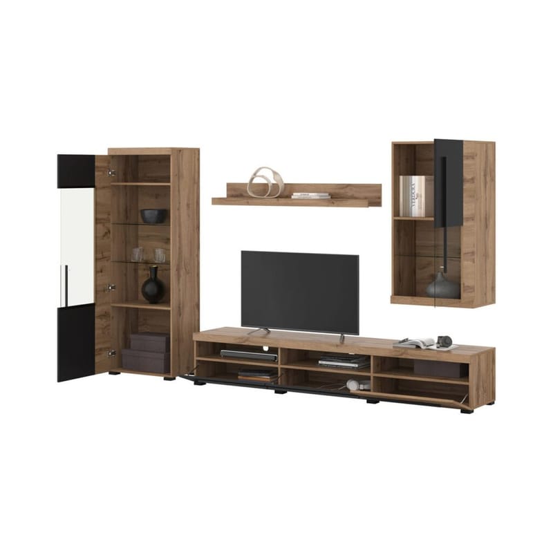 Veggseksjon Roger 4 deler - Wotan eik - Møbler - Møbelsett - Møbelsett til stue