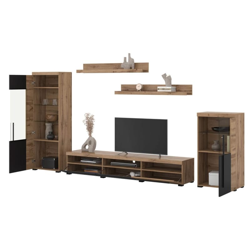 Veggseksjon Roger 5 deler - Wotan eik - Møbler - Møbelsett - Møbelsett til stue