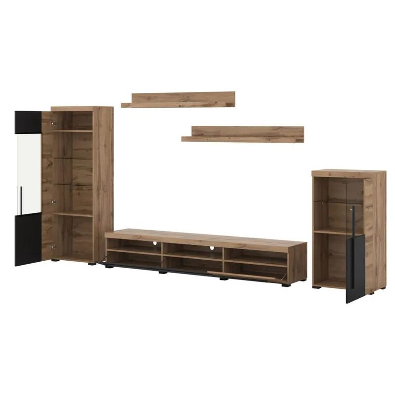 Veggseksjon Roger 5 deler - Wotan eik - Møbler - Møbelsett - Møbelsett til stue