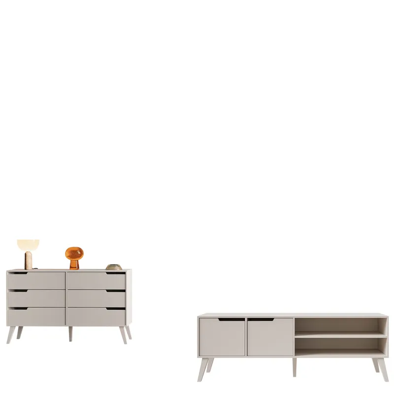 Virello møbelsett til stue - TV-benk og skjenk - beige - Møbler - Møbelsett - Møbelsett til stue