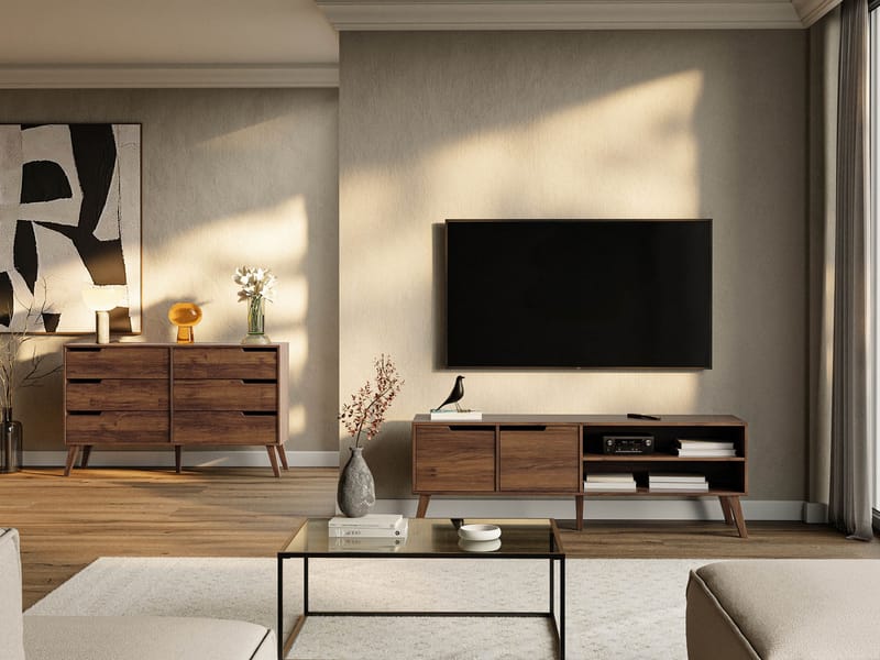 Virello møbelsett til stue - TV-benk og skjenk - brun - Møbler - Møbelsett - Møbelsett til stue