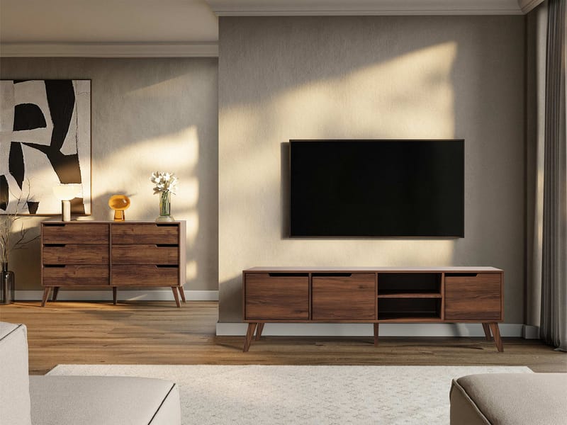 Virello møbelsett til stue - TV-benk og skjenk - brun - Møbler - Møbelsett - Møbelsett til stue
