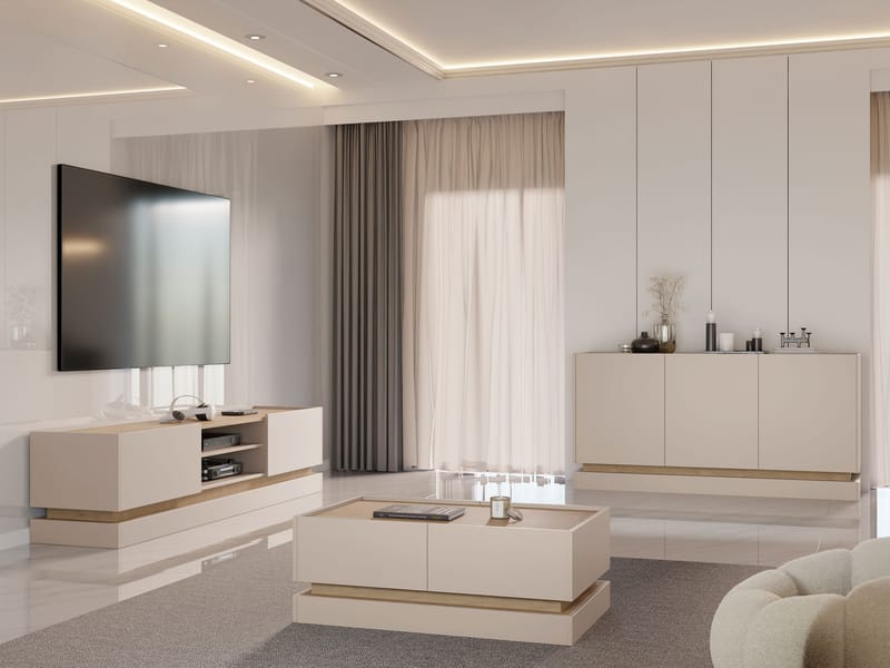 Zelric Møbelsett for stue - Beige - Møbler - Møbelsett - Møbelsett til stue