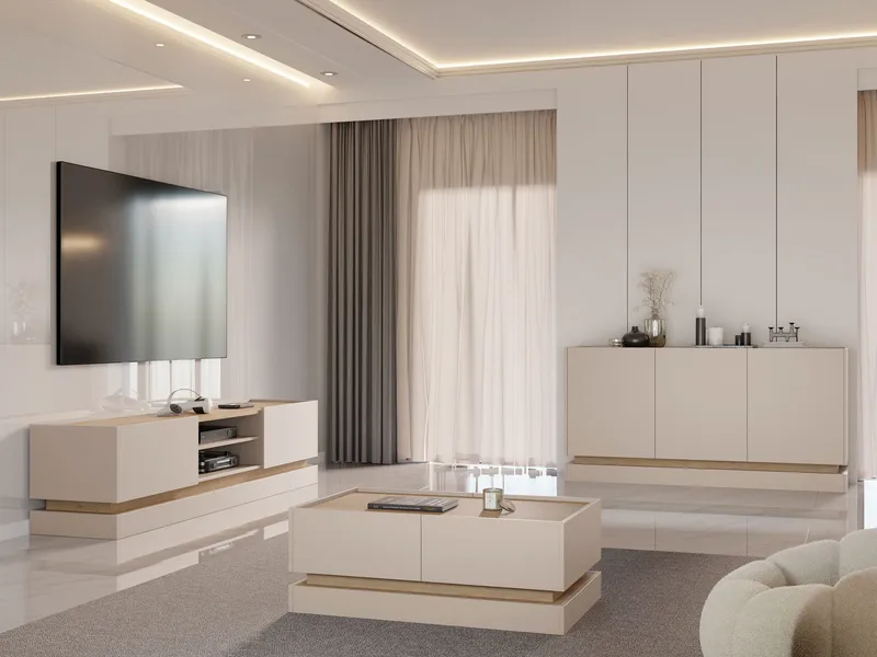 Zelric Møbelsett for stue - Beige - Møbler - Møbelsett - Møbelsett til stue