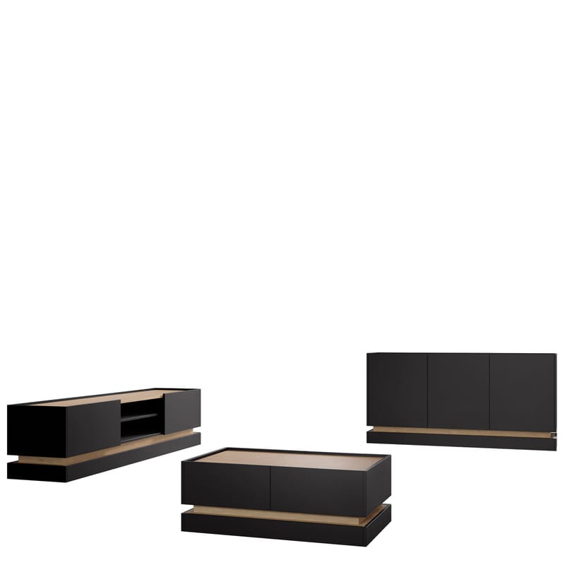 Zelric Møbelsett for stue - Svart - Møbler - Møbelsett - Møbelsett til stue