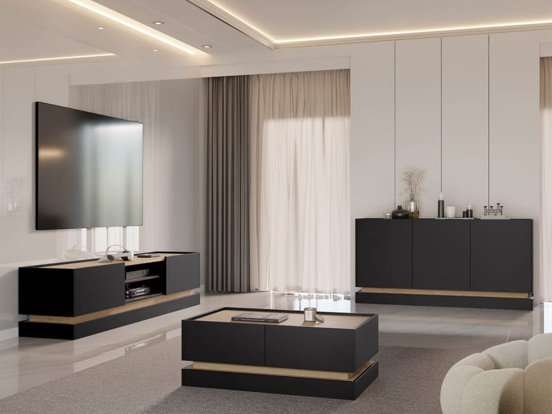 Zelric Møbelsett for stue - Svart - Møbler - Møbelsett - Møbelsett til stue