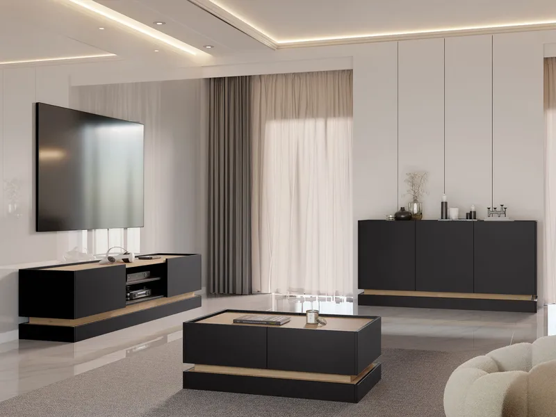 Zelric Møbelsett for stue - Svart - Møbler - Møbelsett - Møbelsett til stue