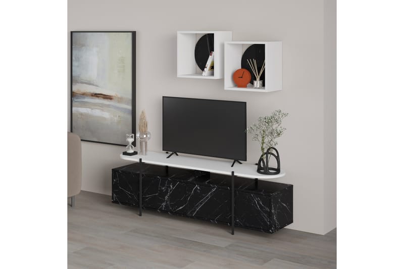 Hanley Tv-möbelset 160x35,6 cm Black/White - Møbler - Mediamøbel & tv møbel - TV-møbelsett