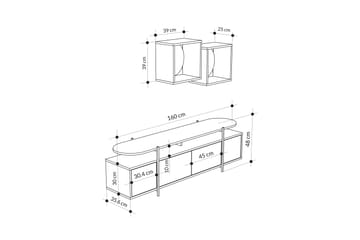 Hanley Tv-möbelset 160x35,6 cm Black/White - Møbler - Mediamøbel & tv møbel - TV-møbelsett