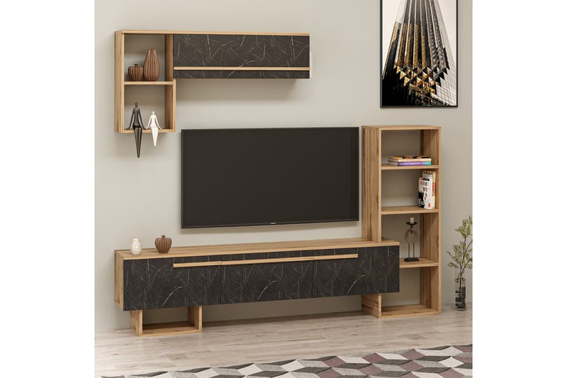 Mega TV-Møbelsett 120x22 cm Brun/Svart - Hanah Home - Møbler - Mediamøbel & tv møbel - TV-møbelsett