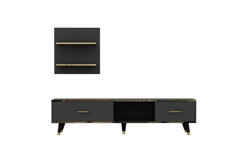 Rebelo TV-møbelsett 180x35 cm Svart - Hanah Home - Møbler - Mediamøbel & tv møbel - TV-møbelsett