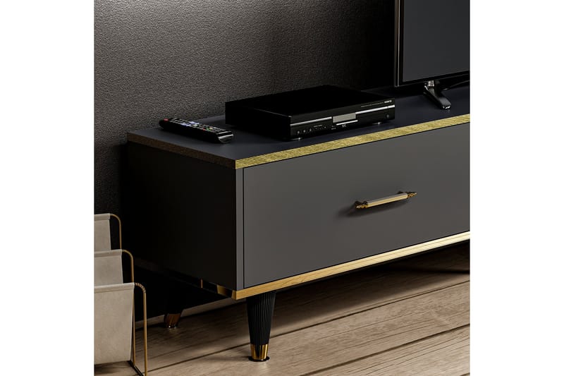 Rebelo TV-møbelsett 180x35 cm Svart - Hanah Home - Møbler - Mediamøbel & tv møbel - TV-møbelsett