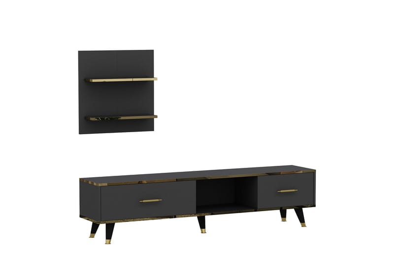 Rebelo TV-møbelsett 180x35 cm Svart - Hanah Home - Møbler - Mediamøbel & tv møbel - TV-møbelsett