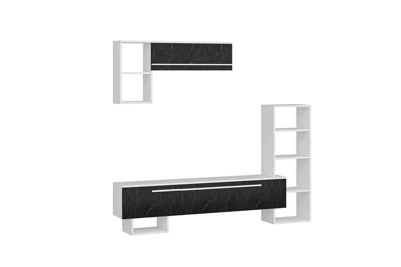 Mega TV-møbelsett 120x22 cm Hvit/Svart - Hanah Home - Møbler - Mediamøbel & tv møbel - TV-møbelsett