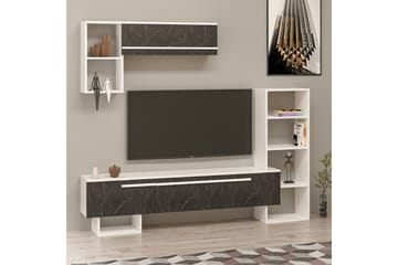 Mega TV-møbelsett 120x22 cm Hvit/Svart - Hanah Home - Møbler - Mediamøbel & tv møbel - TV-møbelsett
