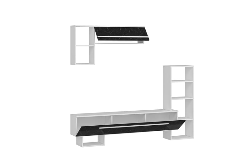 Mega TV-møbelsett 120x22 cm Hvit/Svart - Hanah Home - Møbler - Mediamøbel & tv møbel - TV-møbelsett