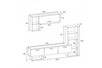 Mega TV-møbelsett 120x22 cm Hvit/Svart - Hanah Home - Møbler - Mediamøbel & tv møbel - TV-møbelsett