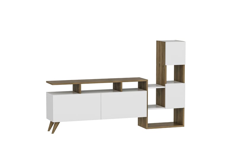 Showsley TV-møbelsett 55,4x31,6 cm Hvit/Brun - Hanah Home - Møbler - Mediamøbel & tv møbel - TV-møbelsett