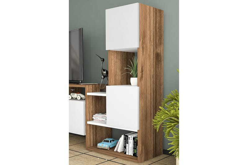 Showsley TV-møbelsett 55,4x31,6 cm Hvit/Brun - Hanah Home - Møbler - Mediamøbel & tv møbel - TV-møbelsett