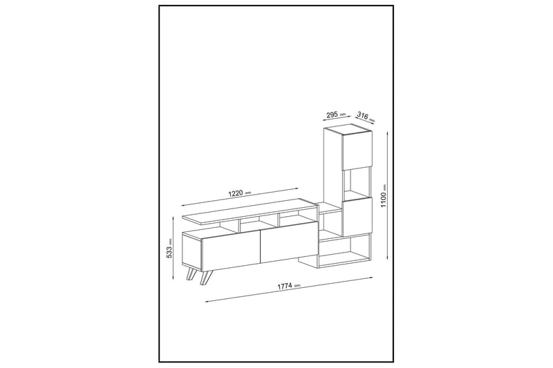Showsley TV-møbelsett 55,4x31,6 cm Brun/Svart - Hanah Home - Møbler - Mediamøbel & tv møbel - TV-møbelsett