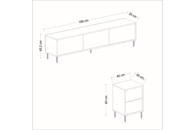 Imaj TV-møbelsett 180x35 cm Svart - Hanah Home - Møbler - Mediamøbel & tv møbel - TV-møbelsett