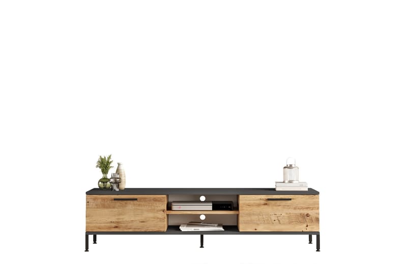 Jahida TV-møbelsett 160x35 cm Mørk blå/Svart - Hanah Home - Møbler - Mediamøbel & tv møbel - TV-møbelsett