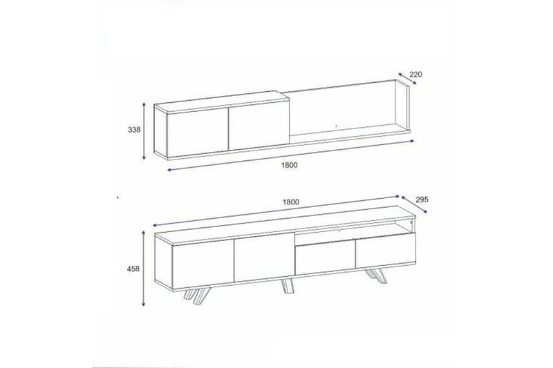 Mono TV-Møbelsett 180x22 cm Hvit - Hanah Home - Møbler - Mediamøbel & tv møbel - TV-møbelsett