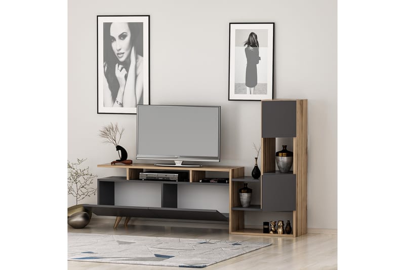 Showsley TV-møbelsett 55,4x31,6 cm Brun/Svart - Hanah Home - Møbler - Mediamøbel & tv møbel - TV-møbelsett