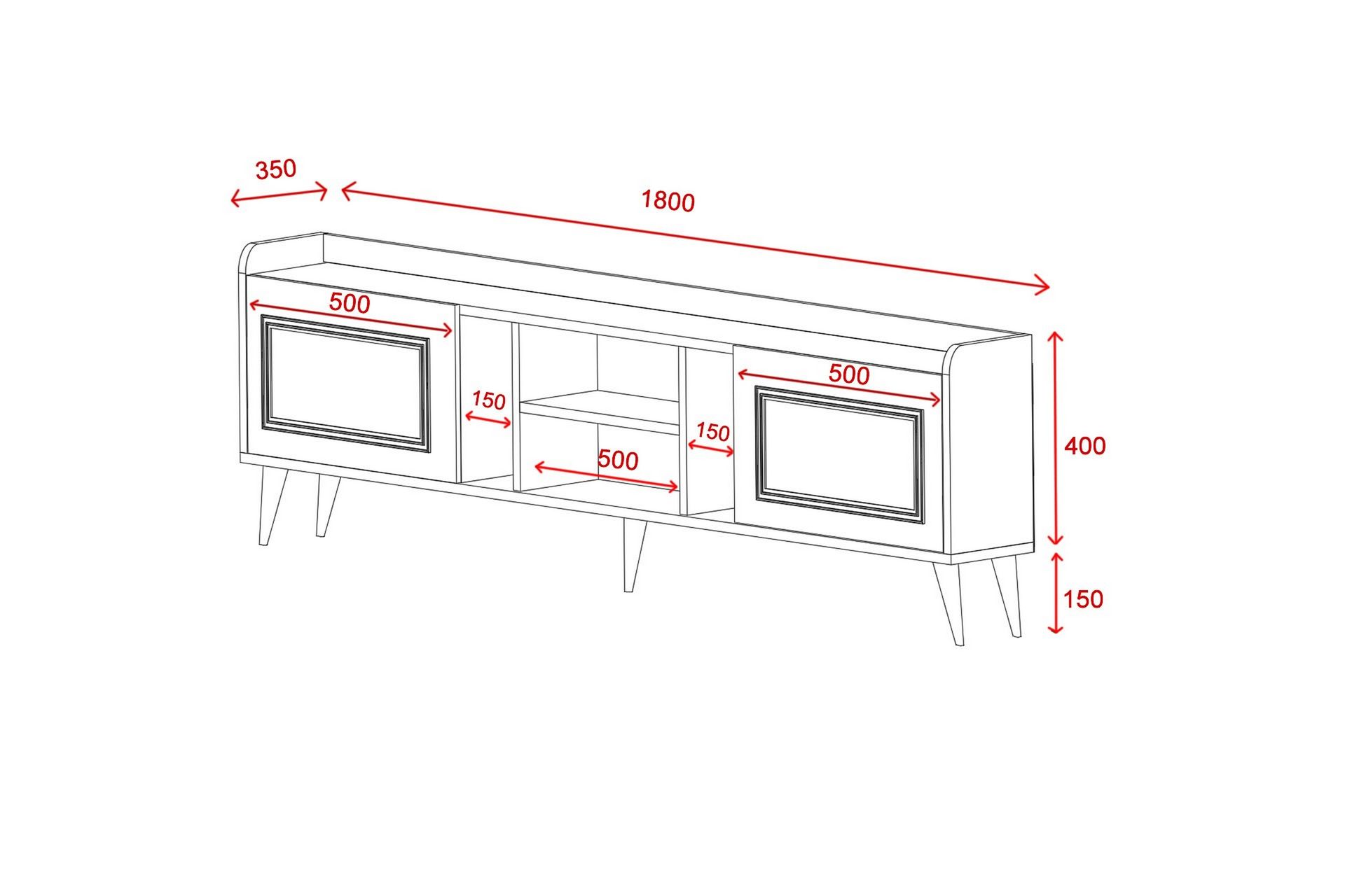 Rudy TV-Benk 180x35 cm Hvit/Gull - Hanah Home - Møbler - Mediamøbel & tv møbel - TV-benk & mediabenk