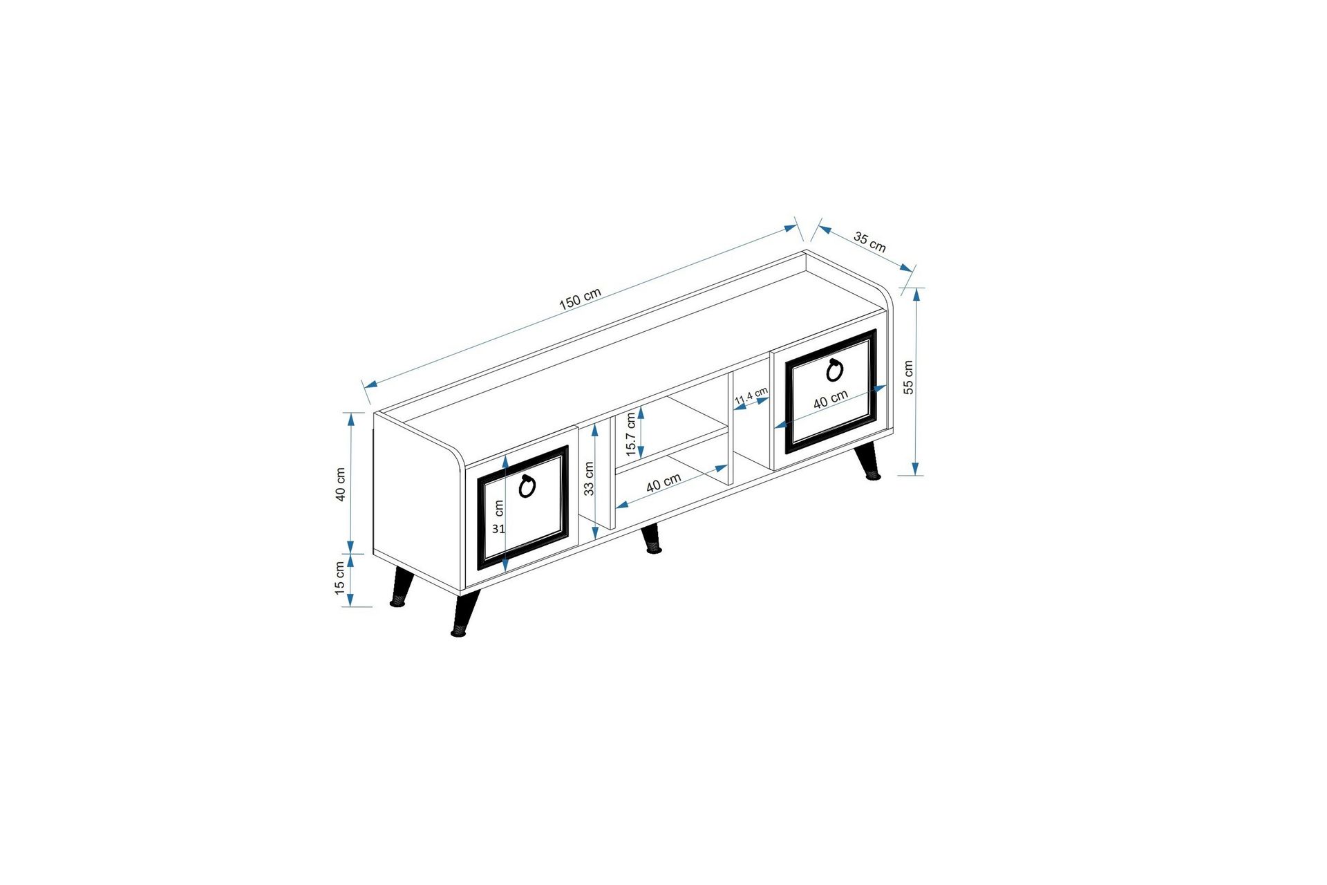 Irubhi TV-møbelsett 150x35 cm Brun - Hanah Home - Møbler - Mediamøbel & tv møbel - TV-møbelsett